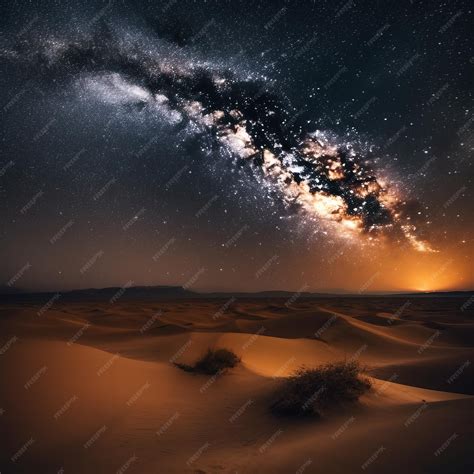 Premium Photo | A night sky with the milky way above the desert