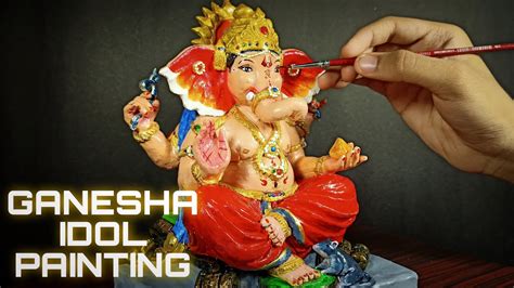 Ganesha Clay Idol Painting by using Acrylic colour || Part 2 || GANESH ...