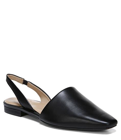 Naturalizer Leather Kerrie Slingback Flats in Black Leather (Black ...