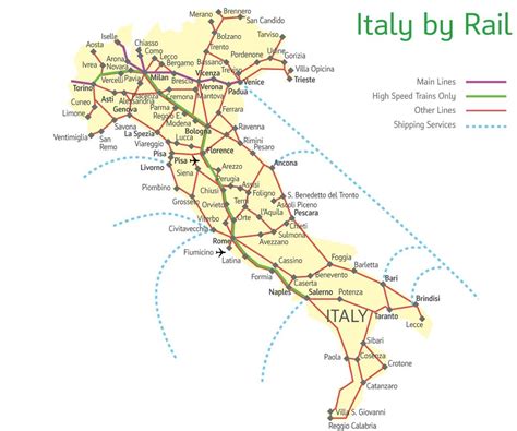 Italy rail map - Detailed rail map Italy (Southern Europe - Europe)