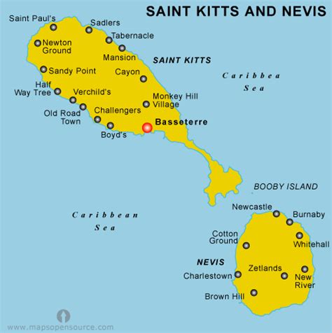 Free Saint Kitts and Nevis Map | Map of Saint Kitts and Nevis open source | Mapsopensource.com