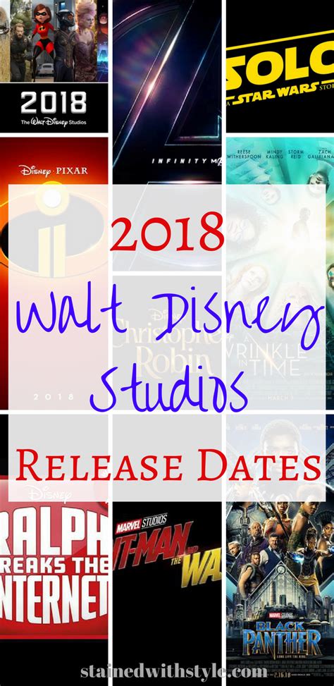 2018 Walt Disney Studios Motion Pictures Release DATES! | Stained with ...