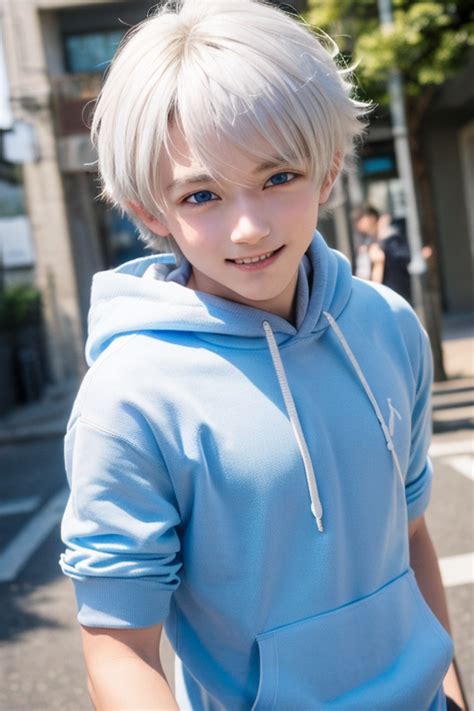[Boy-002] boy, man, white hair, blue eyes, handsome, cute, teen ...