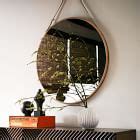 Modern Hanging Round Wall Mirror w/ Leather Strap | West Elm
