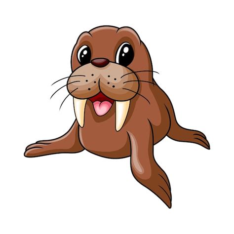 Premium Vector | Cute baby walrus happy a smile