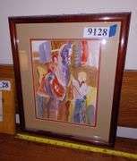 Artist signed Jessie Pettie framed Horse and Rider watercolor painting ...