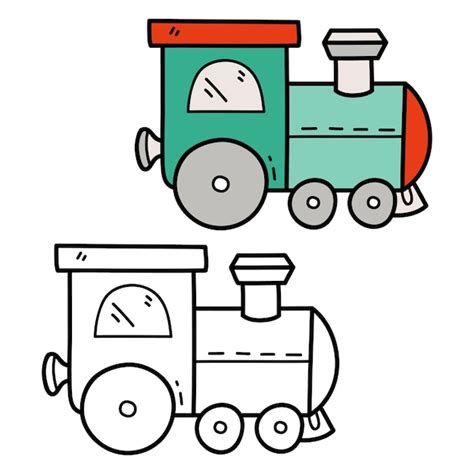 Premium Vector | Illustration coloring page of doodle train