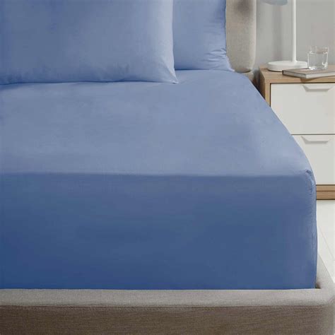 Percale Fitted Sheet Blue [New Arrivals] 38cm Extra Deep – Ideal