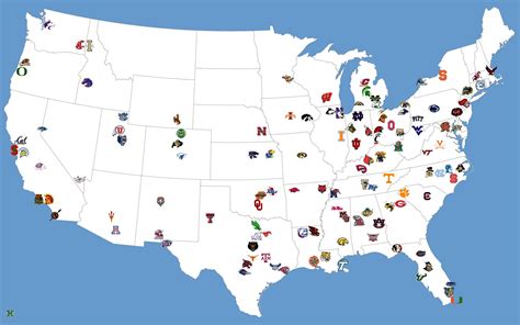 College Football Map | College football map, College football fans ...