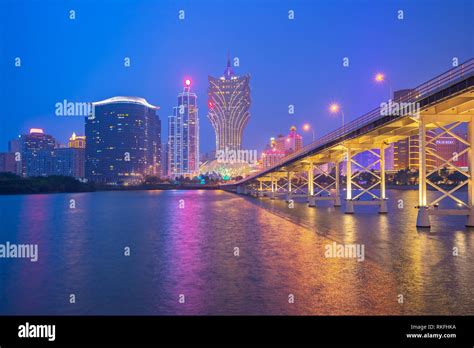 Macau cityscape skyline at night in China Stock Photo - Alamy