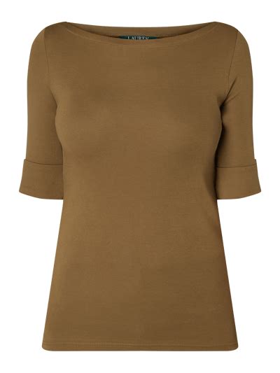 Lauren Ralph Lauren T-Shirt mit fixiertem Aufschlag (olivgrün) online kaufen