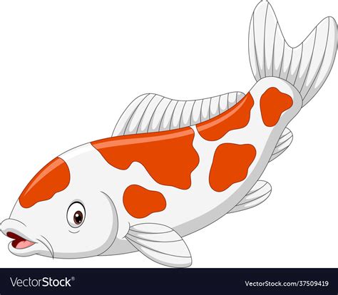 Cartoon koi fish on white background Royalty Free Vector