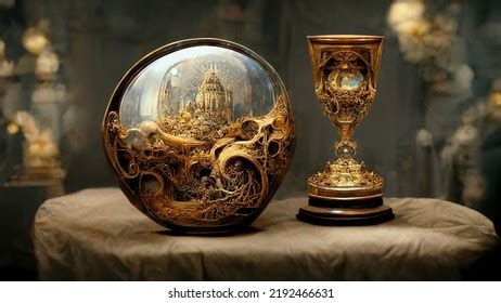 Holy Grail Symbols Golden Carved Crystal Stock Illustration 2192466631 ...