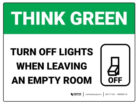 Think Green – Turn Off Lights – Wall Sign | Creative Safety Supply