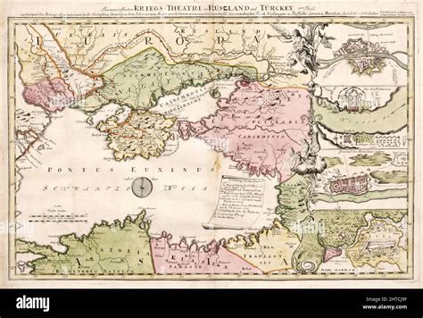 A military map depicting Russo-Turkish War of 1735-1739, 1737. Private Collection Stock Photo ...