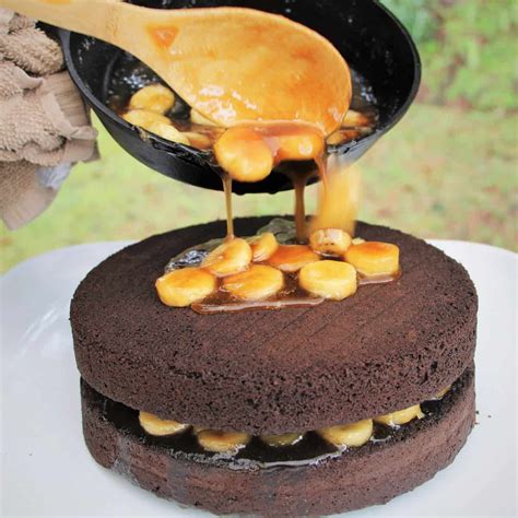 Chocolate Bananas Foster Cake - Bush Cooking