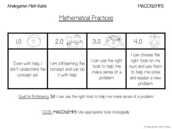 Kindergarten Math Rubrics for the Common Core State Standards | TpT