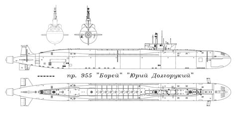 Borei-class submarine Blueprint - Download free blueprint for 3D modeling