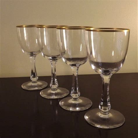 Crystal Glasses Set of 6 Gold Band Water Glasses Gold Rim | Etsy | Gold ...