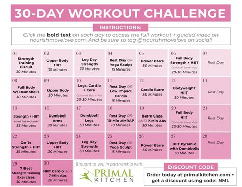 30-Day Home Workout Plan For Women | Nourish Move Love