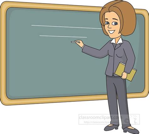 School Clipart-teacher writing on classroom board lady