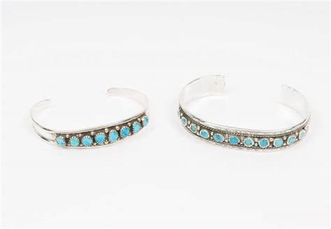 2 Silver & Turquoise Cuff Bracelets