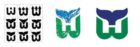 Early Logo Drafts for the Hartford Whalers Logo Designed by Peter Good