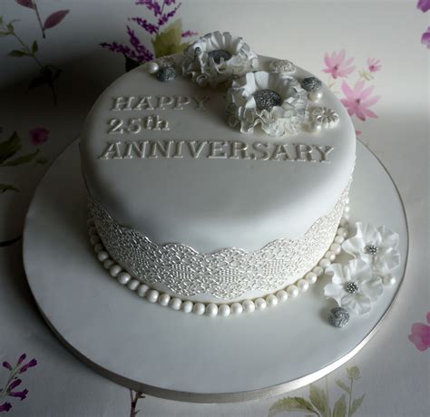 silver wedding anniversary cake, edible lace, pearls, buttons and ...