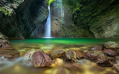 Download Cave Nature Waterfall HD Wallpaper