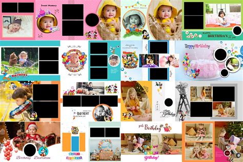 New Birthday Album template Psd 12×36 Background Pack=4(20 page) – Eodia