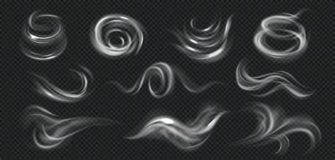 Free Vector | Realistic wind swirls set with monochrome images of smoke ...