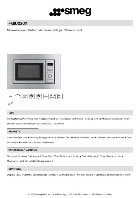 FMIU020X 1000W Built-in Microwave Oven with Grill - Stainless Steel ...