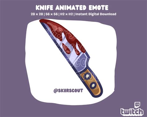 Knife Animated Twitch Emote Scary Character Pre-sized for Twitch and ...