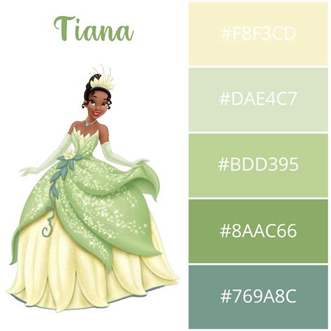 Tiana Color Palette Princess Coloring Disney Princess Colors Disney ...