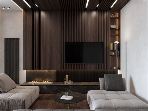 DE&DE/Wooden luxury on Behance | Luxury interior, Interior wall design, Living room tv