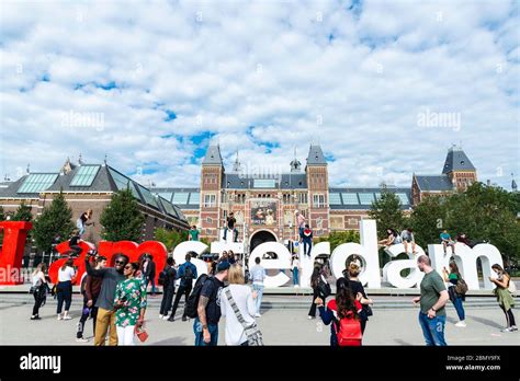 Amsterdam, Netherlands - September 9, 2018: Big corporeal sign of I ...