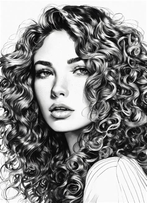 Lexica - Black and white line drawing, woman, glamorous, upper body, lines, shoulders, white ...
