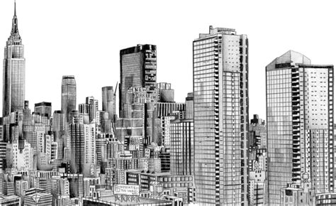 New York Skyline Pencil Drawing at PaintingValley.com | Explore ...