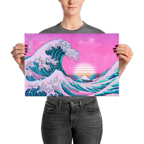 Vaporwave Great Wave off Kanagawa Wall Art Vaporwave Aethetic - Etsy UK