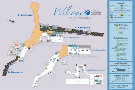 Ted Stevens Anchorage International Airport - South Terminal Map - Ted Stevens Anchorage ...