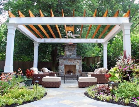 40 Best Patio Designs with Pergola and Fireplace - Covered Outdoor Living Space Ideas