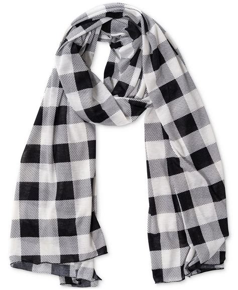 Jenni Buffalo Check Jersey Wrap Scarf, Created for Macy's & Reviews ...