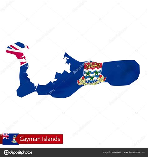 Cayman Islands map with waving flag of country. — Stock Vector © boldg #165365348