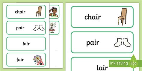 'air' Sound Word Cards - Phonics Resource - Twinkl