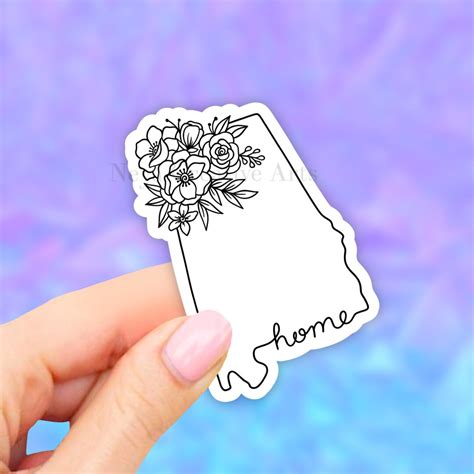 Alabama State Sticker, Alabama Stickers, Floral State USA Art, Laptop ...