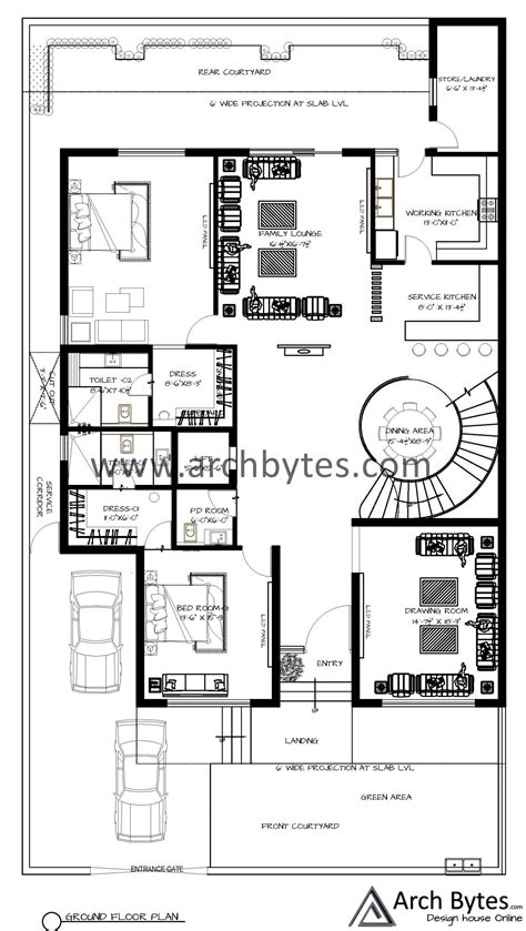 House Plan for 50 x 90 Feet Plot Size 500 Square Yards (Gaj) | Archbytes Home Map Design, Luxury ...