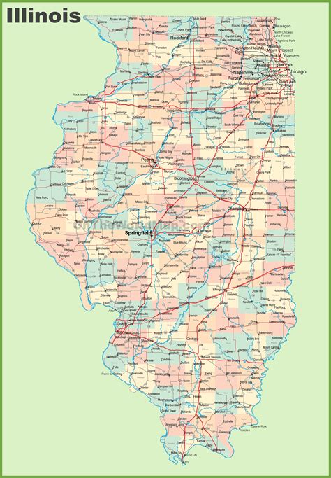 Map of Illinois with cities and towns - Ontheworldmap.com