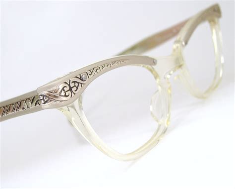 Vintage 50s Glasses Cat Eye Eyeglasses Frame Filigree Never