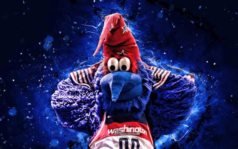 Download wallpapers G-Wiz, 4k, mascot, Washington Wizards, blue neon ...