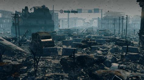 Apocalypse survivor concept, Ruins of a city Apocalyptic wasteland ...